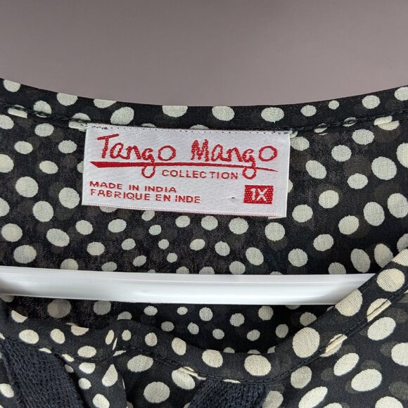 Tango Mango Collection Sheer Spotted Blouse with Ties Black White Size 1X - Picture 3 of 3